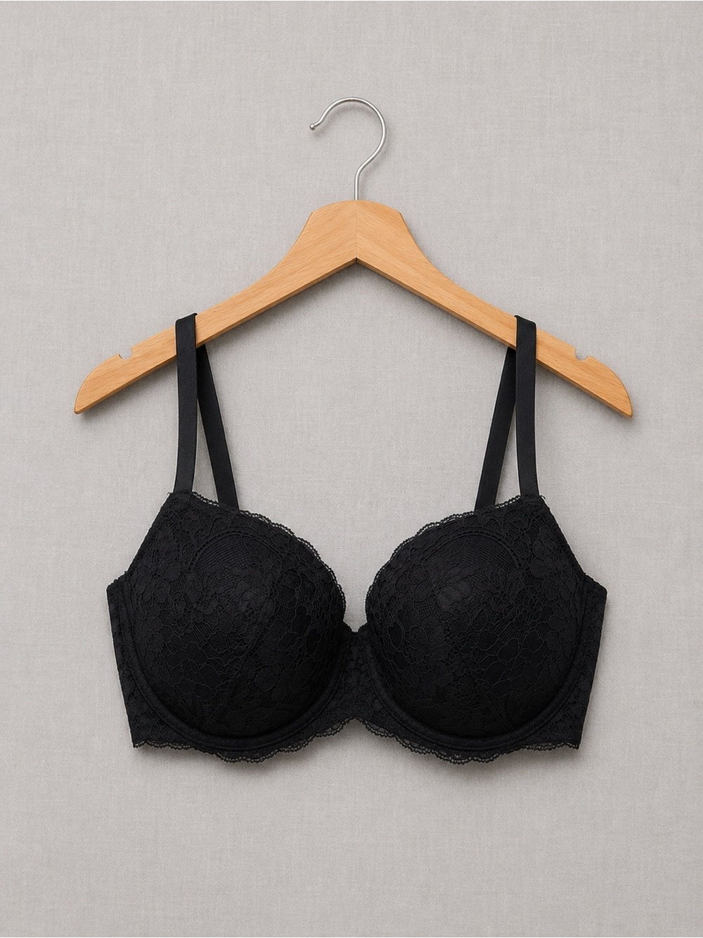 🍒2/25$ La SENZA BEYOND SEXY Classic Plunge Black Lace Padded Underwire Bra